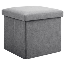 收納部屋 可摺疊收納凳 小正方形 16L 深灰色 - 多功能收納椅凳, 1個