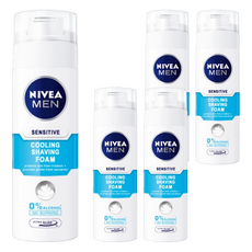 NIVEA 妮維雅 男士 極淨酷涼刮鬍泡, 敏感性肌膚適用, 200ml, 5瓶