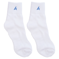 kawasaki 川崎 男款 運動厚底呼吸襪 網羽球運動襪 6雙, 白底藍字, 1組