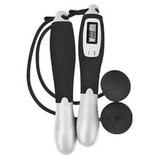 AFAMIC 艾法 智能有氧電子技術兩用多模式可調整跳繩, 電子計數功能, 360度旋轉設計, 兩種可替換繩款, 手柄3.5 x 18.5cm 繩體5mm x 30m, 黑灰色, 1個