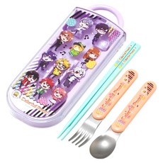 Skater 3合1餐具組, 筷子 + 叉子 + 湯匙 + 筷盒, ColorfulPeach, 1套