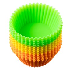comet 杯子蛋糕矽膠烘焙模具 80ml, 黃色 + 綠色 + 橘色, 12入