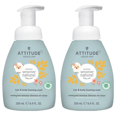 ATTITUDE 艾特優 寶寶敏感肌膚2合1泡沫洗髮沐浴精 (無香精) 天然環保產品 250mL, 2瓶