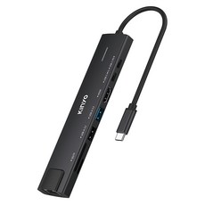 KINYO 八合一多功能擴充座 KCR-418 線長15cm 152.3 x 31.51 x 15.27mm 71g, 1個, 黑色