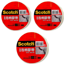 3M Scotch 雙面泡棉膠帶 #113, 黏性佳，離形好撕, 48mmx5M, 3個