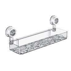 小麥購物 波紋吸盤置物架 G804 31.5 x 10.5 x 11cm 287g, 直排 透明白, 1個