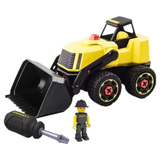 STANLEY Jr. 組裝工程車 鏟土機，附十字起子和人偶，24件, 11.2 x 5.7 x 5.8英吋, 1個