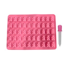 TRIARROW 三箭牌 50連小熊軟糖模, 食品級矽膠材質, 可耐溫至220°C, 含滴管, 2040, 1組