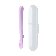 monee 100%白金矽膠 寶寶智慧矽膠湯匙 + 收納盒, 薰衣紫, 1組