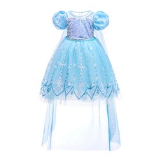 Kori Deer 可莉鹿 女童款萬聖節變裝派對造型服裝公主服 短袖款, 100cm, 冰雪艾莎七彩