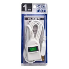 Mayka 明家 1插1開關防雷中繼線, 耐高溫防火材質 雙層絕緣電線 1650W, 1.8m, C8101A-6, 1個