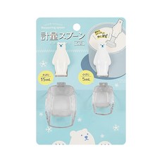 日本i.p. system白熊量匙(15ml/5ml) 可愛造型量匙套裝 精準測量烘焙工具, 大匙(35 x 99 x 26mm)+小匙(25 x 85 x 19mm), 1入
