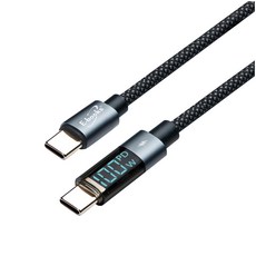 E-books XA48 鋁製Type C-C 100W 數顯智能穩壓充電傳輸線, 1m, 1條