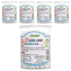 DOOBY 大眼蛙 抗菌紙軸棉棒 粗軸, 5罐, 100支
