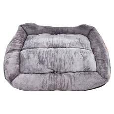 凹型窩 貓狗通用寵物床, L(80*60CM), 短毛絨, 黑色, 1個