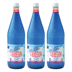 LAURETANA 蘿莉塔娜 冰河氣泡水 玻璃瓶 義大利進口, 1L, 3瓶