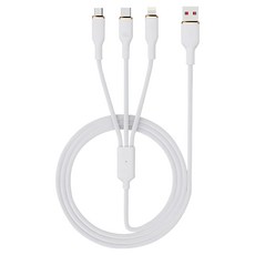 OMG 100W一拖三快充線 USB-Lightning/Micro USB/Type-C, 1.5m, 星光白, 1條