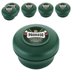 PRORASO 綠標刮鬍皂，含桉樹油和薄荷醇，超級配方, 150ml, 6罐