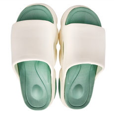 超厚造型踩屎感拚色EVA軟底防滑耐磨拖鞋 白色, 39~40