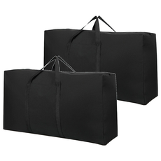 拍平方 搬家收納袋 120L 可裝四床寢具 牛津布 防潑水 耐磨防刮, 100 x 25 x 48cm, 黑色, 2個