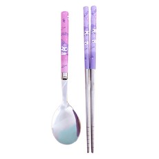 LiLFANT 輕巧真空餐具組 筷子 + 湯匙 酷洛米 1組 304不鏽鋼 ABS塑膠