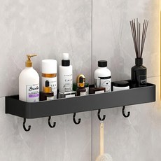 超級工廠 壁掛置物架 有鈎 60cm 黑色, 1個