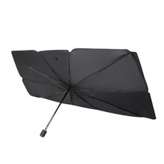 OMYCAR 傘式車用遮陽傘 鈦銀膠抗UV材質 鋼骨(10骨) 140x125x79cm, 1支, 黑, 140 x 125 x 79cm