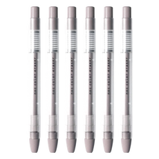 sun-star noc color eraser 按壓出芯橡皮擦, 筆身帶有筆夾, 橡皮擦芯直徑5mm, 可可色, 6個