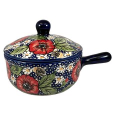 MANUFAKTURA 波蘭陶 靜謐艷紅系列 圓形單柄有蓋焗烤盒, 1個