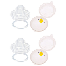 PiYOPiYO 黃色小鴨 圈圈固齒器, 附保護盒, 柔軟矽膠, 不含BPA, 6個月以上適用, 抗菌盒, 圈圈款, 2組