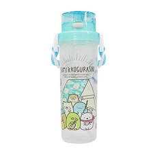 角落生物 小巧吸管水壺，台灣製造 食品級PP塑料, 1個, 藍色, 500ml