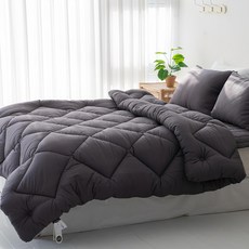 Yegaroad 60支純棉牛奶玉米纖維飯店式四季被, 炭灰色