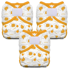 THiRSTiES 防水魔鬼氈尿布兜 SANRIO聯名款 Gudetama 蛋黃哥 1號 (3-8kg) 100%聚酯纖維 外層含聚氨酯防水層(TPU), 3件