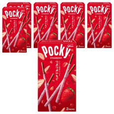 glico 格力高 Pocky 百奇 草莓粒粒巧克力棒，酥脆餅乾香濃巧克力包裹，日本原裝進口, 51g, 6盒