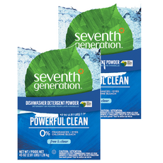 Seventh Generation 洗碗機專用洗碗粉 強力清潔 0%香精染料氯漂白劑, 1.28kg, 2個