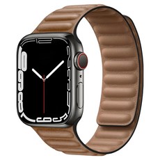 OMG Apple Watch 10 皮質鏈式磁吸錶帶 42mm, 棕色, 1個
