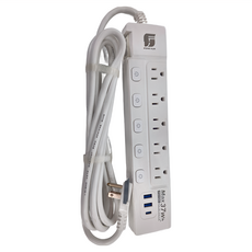 FONG HUA 崶華 按壓式6開5插氮化鎵PD37W延長用電源線組, 2.7m, PT65PD-9, 1條