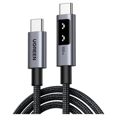 UGREEN 綠聯 小機器人 雙USB-C充電線 傳輸線 100W, 3m, 深空灰, 1條