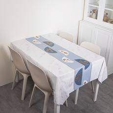 Dian Dian 日系清新風皮革桌巾 複合材質 防水防油 耐熱80度, 180 x 140cm, 大理石紋, 1條