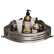 超級工廠 吸盤浴室置物架 三角架, 灰色, 免打孔設計，充分利用浴室角落空間，增加收納容量, 升級款6.7cm, 1個