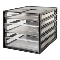 SHUTER 樹德 桌上型資料櫃 DD-1221, 精細設計 質感出眾, 可堆疊 穩固不滑落, 多種大小抽屜組合, 黑色, 3層