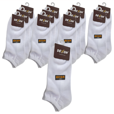 DEVON 船型襪12雙入 細針純棉, 白色, 22~26cm