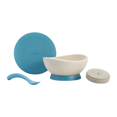 FLYTTA寵物吸盤碗含蓋套裝, 400ml, 耐熱溫度130°C, 海洋蘇打藍, 1組
