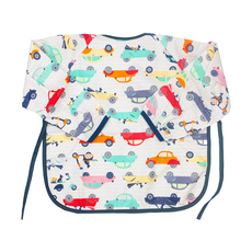 PUKU 藍色企鵝 長袖防水圍兜衣, 幼兒專用, 防水防污, 後綁帶設計, 汽車, 1件