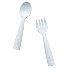 miniware 第二代嬰兒餐具組 優質輔食餐具 附攜帶式收納包, 藍色, 湯匙+叉子, 1組