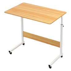 床邊移動升降桌, 可調整升降, 圓潤邊角設計, 耐磨耐用, 方便清潔, 耐水, 淺胡桃