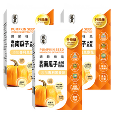 嚴萃 專利南瓜子水解胜肽 膠囊 30顆/Set, 含專利黑麥花粉、玉米鬚、茄紅素、杜松子萃取物、酵母鋅, 3盒