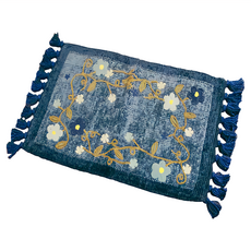 Cotton Field 棉花田傢飾 艾菲花藤純棉刺繡香奈絨編織鬚邊踏墊, 70 x 45cm