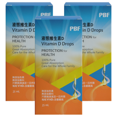 PBF 寶齡富錦生技 液態維生素D滴劑, 每滴300IU 每瓶800份, 25ml, 3盒