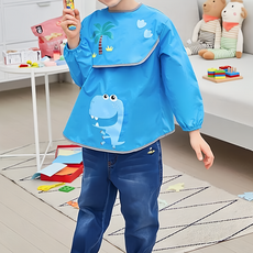 半島良品 新卡通動物罩衣畫畫衣 LK2911, 藍色恐龍-90